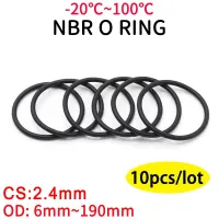 10 Buah NBR O Cincin Segel Paking Ketebalan CS 2.4Mm OD 6 190Mm Nitril Butadiena Karet Spacer Mesin Cuci Tahan Minyak Bentuk Bulat