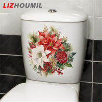 LIZHOUMIL สติกเกอร์ติดฝาชักโครกมีกาวในตัวกันน้ำน้ำหนักเบาลวดลายดอกไม้คริสต์มาสสติกเกอร์ติดผนังฝาชักโครก (30X30ซม.)