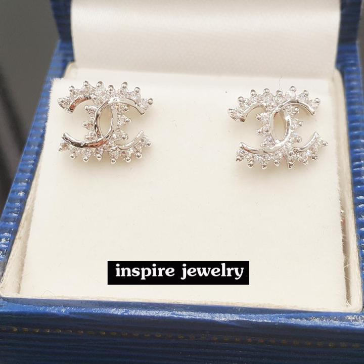 inspire-jewelry-ต่างหูรูปตัวซีไขว้-ต่างหูรูปตัวซีไขว้-size1cm-เพชรcz-คุณภาพเกรดพรีเมี่ยมงาน-design-จิวเวลลี่หรู-งานจิวเวลลี่แบบร้านเพชร-สวยหรู