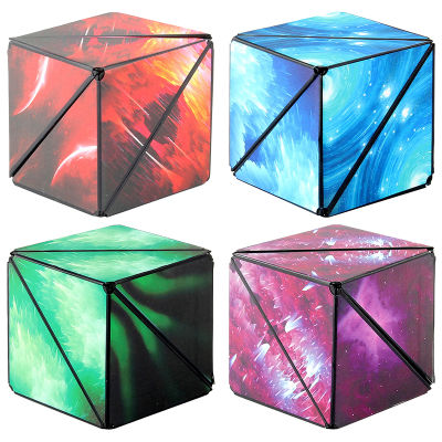 รูปร่างขยับกล่องความเครียดบรรเทาเมจิก Flips Cube อยู่สงบมือถือแม่เหล็กนิ้วพลิก Cube สำหรับเด็กผู้ใหญ่เมจิกพลิก Cube