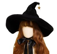 Womens Curved Cone Witch Hat Costume Accessory Women Sharp Pointed Witch Hat for Halloween Christmas Costume Party