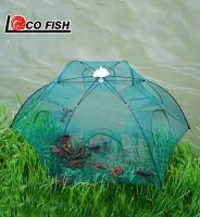 LOCO FISH Portable Folded Fishing Net Fish Shrimp Minnow Crayfish Crab Baits Cast Mesh Trap Automatic