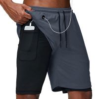 Running Shorts Men 2 In 1 Double-Deck Sport Gym Shorts Quick Dry Fitness Jogging Short Pants Training Workout Summer Men Shorts