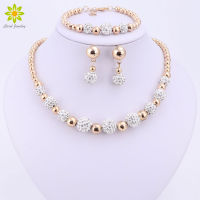 High Quality Gold Color Jewelry Set Nigerian Wedding African Beads Costume Jewelry Bracelet Earring Necklace