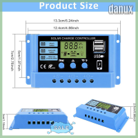 Danux เครื่องควบคุมการชาร์จ10A 20A ใน30A 12V 24V ตัวควบคุมแอลซีดีพีวีแผงโซล่าร์รถยนต์สำหรับแบตเตอรี่ตะกั่วกรดแบตเตอรี่ลิเธียม USB คู่