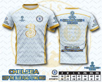 เสื้อบอลพิมพ์ลาย สโมสรฟุตบอล เชลซี แชมเปี้ยน  สีขาว Chelsea