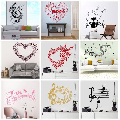 [24 Home Accessories] ใหม่ป๊อปแฟชั่นร็อคเพลงหมายเหตุไวนิลวอลล์เปเปอร์กาวตนเองสำหรับห้องเด็กตกแต่งรูปลอกผนังตกแต่งบ้าน