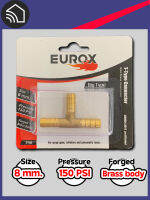 EUROX สามทางหางปลา 2 หุน  สีทอง T-Type Connector Ø8 mm. , Pressure 150 psi [TH8]