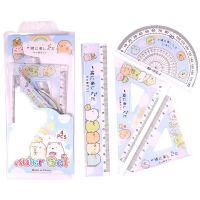 4pcs/set Kawaii Cartoon Straight Triangle Ruler Protractor Drafting Drawing School Office Supplies Student Stationery