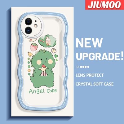 เคส JIUMOO สำหรับ iPhone 11 11 Pro 11 Pro Max เคสลายการ์ตูนเค้กไดโนเสาร์สุดสร้างสรรค์ลายคลื่นขอบเคสโทรศัพท์แบบใสเลนส์กล้องถ่ายรูปกันกระแทกเคสป้องกันแฟชั่นเคสโปร่งใสซิลิโคนนิ่ม