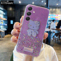 เคสแหวนขึ้นเงาเคสโทรศัพท์ Galaxy S23 FE เคสเบามีกากเพชรใสลายคิตตี้ Samsung Galaxy ฝาหลังสำหรับหญิงสาวดวงจันทร์ S23 FE