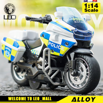 LEO 1:14 Police Motorcycle alloy model car for kids toys for boys toys for kids cars toys motor basikal