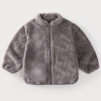 ChildrenS Plush Warm Clothes Autumn And Winter Boys Girls Baby Casual Solid Color Sweaters All-Match Fleece Jackets