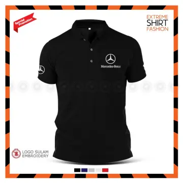 Mercedes Benz AMG Polo T Shirt EMBROIDERED Slim Fit Black Navy