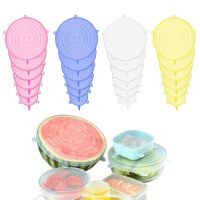 【hot】 6PCS Silicone Fresh-keeping Cover Reusable Stretch Canning Lids Refrigerator Microwave Airtight Plastic Wrap Accessories !