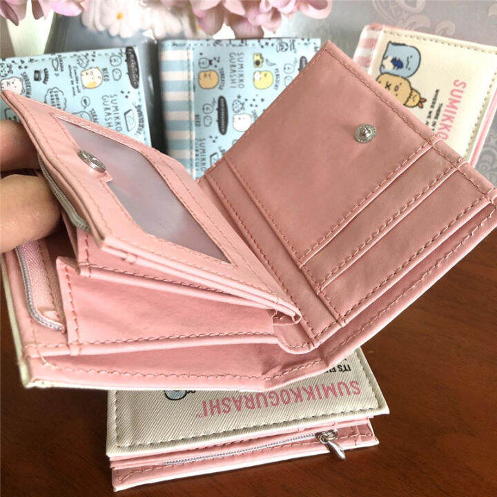 cute-sumikko-gurashi-wallet-women-blue-purse-ladies-kawaii-card-holder-leather-wallet-short-cartoon-anime-money-bag-clips