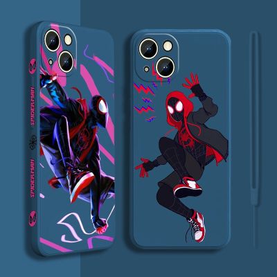 เคสสำหรับ Apple iPhone โทรศัพท์ Spiderman Marvel 13 12 Mini 11 Pro XR MAX XR X 8 7 6S SE Plus ที่มีของเหลวเหลือปลอกเชือก CarterFa