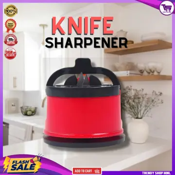 Red Suction Cup Knife Sharpener, Knife Sharpening Tool For Kitchen