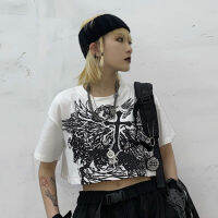 Gothic Style Crop Top Harajuku Graphic T Shirt for Women Ulzzang Korean Tshirt Summer Tee Croptop Goth Clothes Short Sleeve