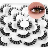 YOKE 10 Pairs ใช้ซ้ำได้ ขนตามิงค์เทียม ขนปุยฟู ขนตาแถบรัสเซีย D Curl ขนตาปลอม ขนตาปลอม