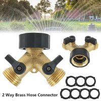 2-Way 3/4" Brass Hose Splitter Adjustable Switch Valve Fitting Female Garden Watering Connector Distributor for Plant Watering