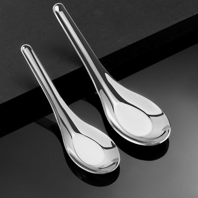❉❍❁ 304 Stainless Steel Deepened Thickened Flat Bottom Rice Soup Spoon Kitchen Utensils Stainless Steel Soup Spoon Kids Spoons