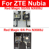 บอร์ดไมโครโฟนช่องเสียบบัตรซิมสำหรับ ZTE Nubia Red Magic 5S 5G 6Pro NX659J 6 NX669J ถาดใส่ซิมการ์ดไมโครโฟนซ่อมแซมสายเคเบิลงอได้