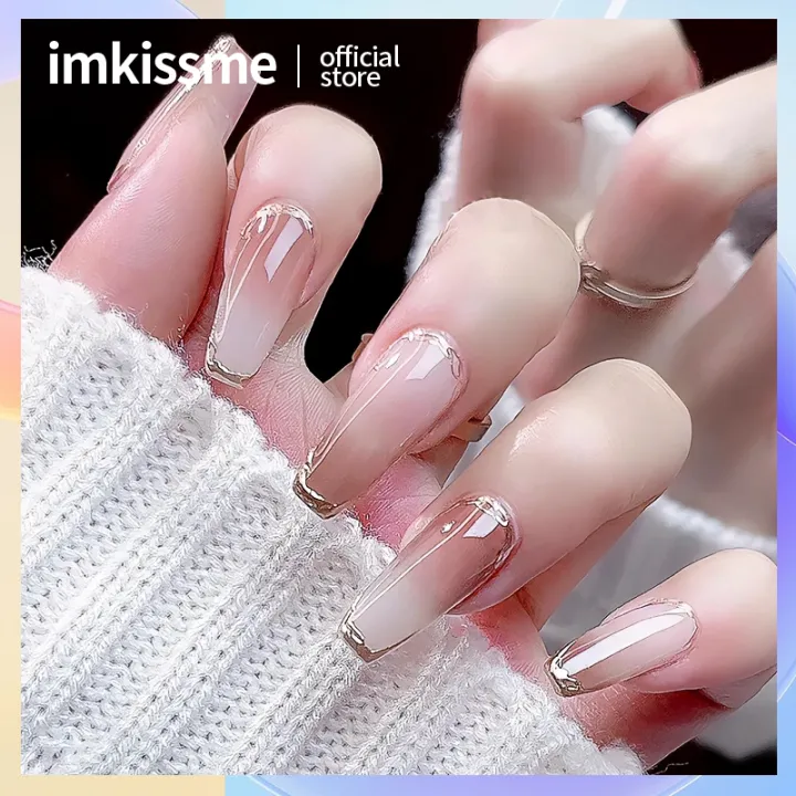French Tip Press On Nails Acrylic Nails With Flowers Fake Nails Nude Nails  For Women | Lazada Ph