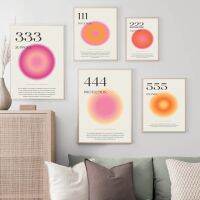 Angel Number Gradient Aura 333 444 555 Y2k Wall Art ภาพวาดผ้าใบ-Nordic โปสเตอร์และพิมพ์ภาพผนังสำหรับตกแต่งห้องนั่งเล่น0712