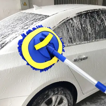 Hands DIY 47.6inch Wash Mop Kit for Car with 180Swivel Head Car Wash Brush Telescopic Car Cleaning Brush Strong Water Absorption Microfiber Car Wash