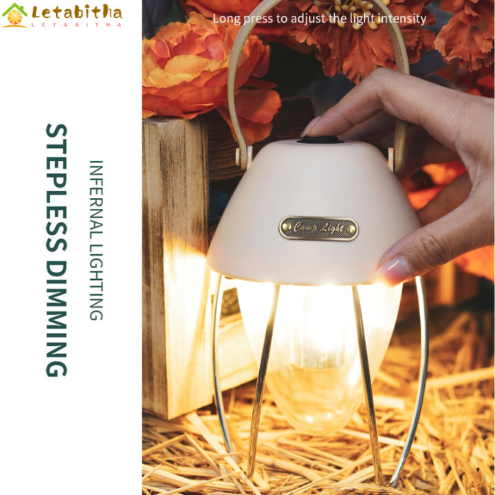 letabitha-โคมไฟ-led-สำหรับตั้งแคมป์-โคมไฟ-led-สำหรับตั้งแคมป์300-400ลูเมนไม่มีไฟส่องสว่างโคมไฟเต็นท์เรโทรไฟฉุกเฉินพร้อมตัวชี้วัดพลังงาน-led