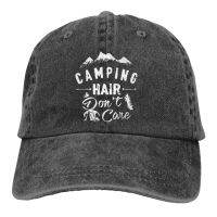 Unisex Adult Baseball Cap Camping Hair Dont Care Retro Washed Dyed Cotton Adjustable Denim Cap