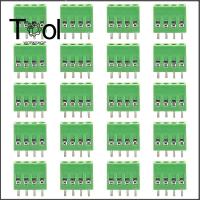 เทอร์มินัลบล็อกสีเขียว4พินที่ยึดสกรูขั้วต่อแผ่นวงจรพิมพ์150V เทอร์มินัลเชื่อมต่อ20ชิ้น6A