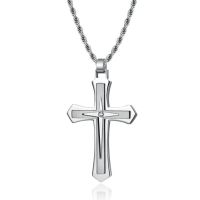 JDY6H Fashion Men Two Color Stainless Steel Cross Necklace Hip Hop Necklace for Men Stainless Steel Jewelry Halloween Party Gift