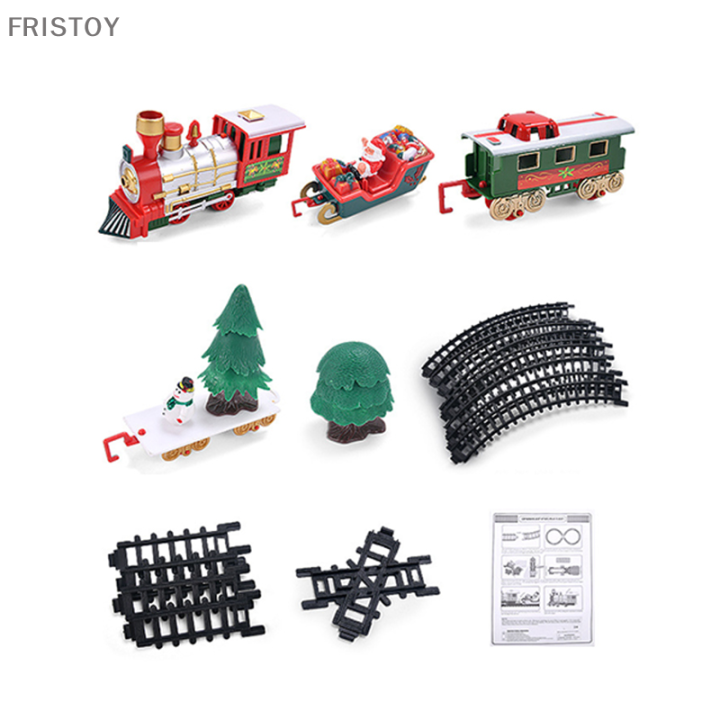 fristoy-ชุดรถไฟต้นคริสต์มาสของเล่นขั้วโลกเด็กวัยหัดเดินนกหวีดไฟฟ้ารางรถไฟหมู่บ้าน