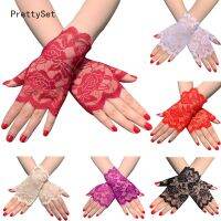 Prettyset】ถุงมือยืดหยุ่นครึ่งปลอกสวมนิ้วสำหรับครีมกันแดดสตรีถุงมือสั้นขับขี่แบบไม่มีนิ้ว