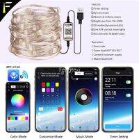 ๑ Bluetooth Music RGB Light String APP Control USB Power Supply Lamp Indoor and Outdoor Color changing Curtain Decoration Light