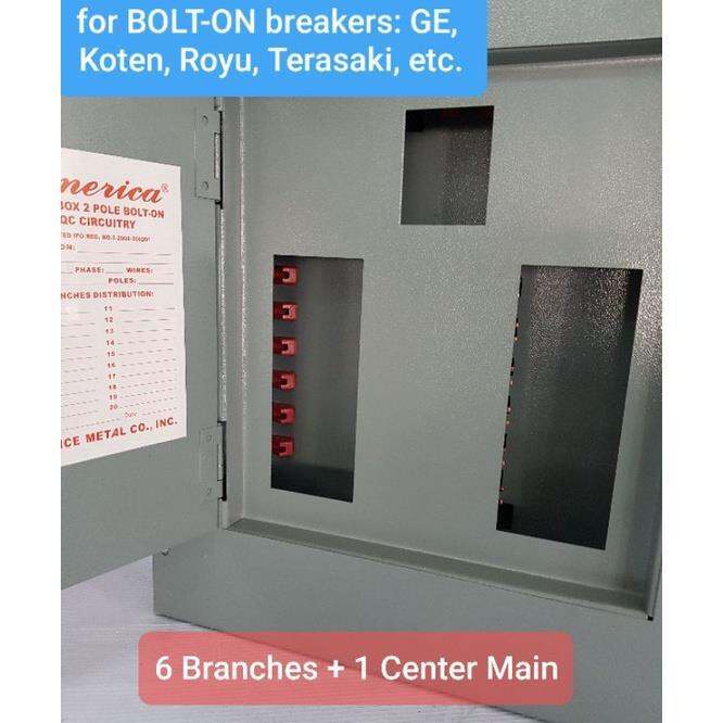 Bolt On Panel Board 6 Branches 2 Pole 1 Phase America Center Breaker Box Enclosure GE Royu Koten