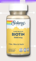 Solaray, Biotin, 5,000 mcg, 60 VegCaps