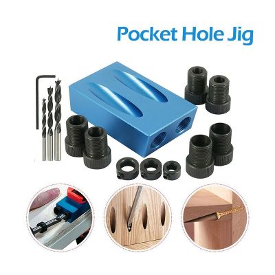 CIFbuy Woodworking Oblique Hole Locator Drill Bits Pocket Hole Jig Kit 15 Degree Angle Drill Guide Set Hole Puncher DIY Carpentry Tools