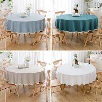 【LZ】✿﹍  Large Round Tablecloth Waterproof And Oil-Proof Solid Color Cotton And Linen Tablecloth