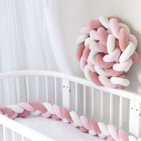 1M2M3M4M Baby Bed Bumper On the Crib Bedding Set for Newborn Boy Girl Cot Protector Knot Braid Pillow Cushion Room Decor