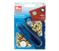 Prym Eyelets and washers, 8.0mm, gold-coloured / ตาไก่พร้อมแหวนรอง สีทอง ขนาด 0.8 มิลลิเมตร แบรนด์ Prym จากประเทศเยอรมนี (G541375)