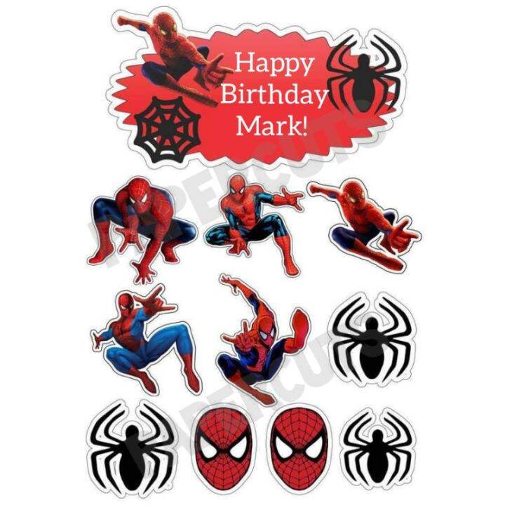 SPIDERMAN PRINTED CAKE TOPPER SET PERSONALIZED PRINTED SPIDERMAN CAKE TOPPERtJb | Lazada PH