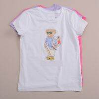 [Original] Ralphˉlaurenˉ RL041 Womens Thin Round Neck Slim Printed Short-sleeved T-shirt Bear Series