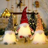 20213pcs Christmas Gnome with LED Light Handmade Swedish Tomte Gnomes Scandinavian Santa Elf Table Ornaments Holiday Decor H056