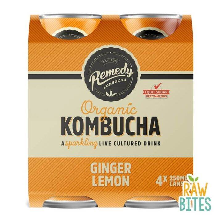 Remedy Kombucha Ginger Lemon (4 x 250ml) Organic Lazada PH