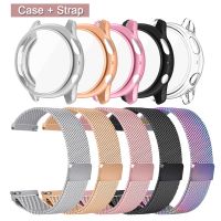 （Bar watchband）สายนาฬิกาโลหะสำหรับ Samsung Galaxy Watch 5 Pro Active 2 40มม. 44มม. พร้อมเคสป้องกันหน้าจอ TPU สร้อยข้อมือ4ลูปแม่เหล็ก