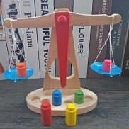 Cân thăng bằng gỗ Montessori cho trẻ em, đồ chơi giáo dục trí tuệ cho bé