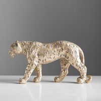 Gold Leopard Sculpture Panther Statue Resin Figurine Home Decoration Desktop Artwork